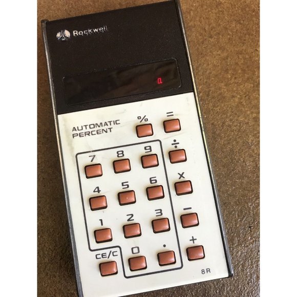 ROCKWELL 8R Vintage Calculator Red LED Sears Microelectronic with Original Case - Picture 4 of 12